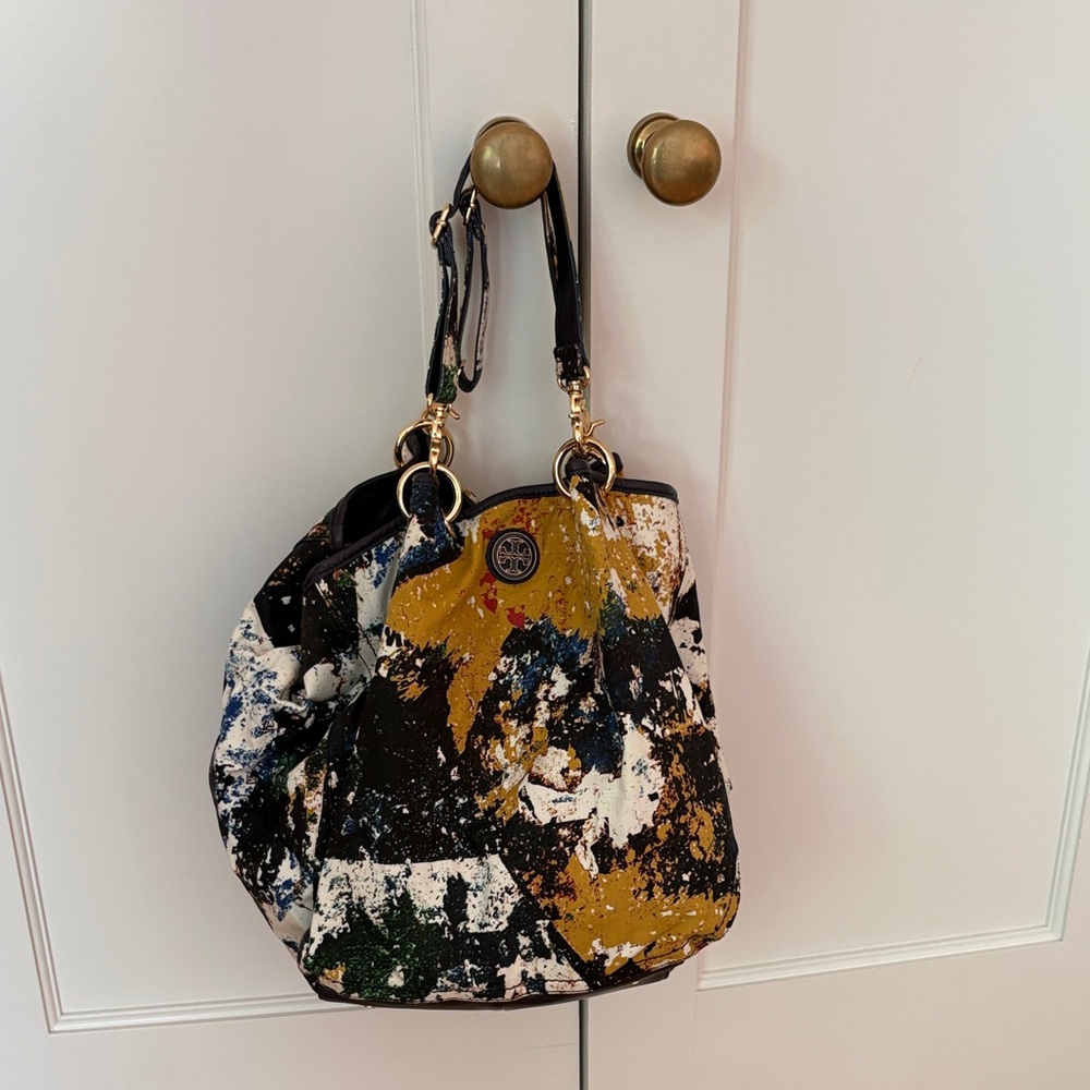 Tory Burch Designer-Inspired Multi‑Color Paint-Splatter Shoulder Bag